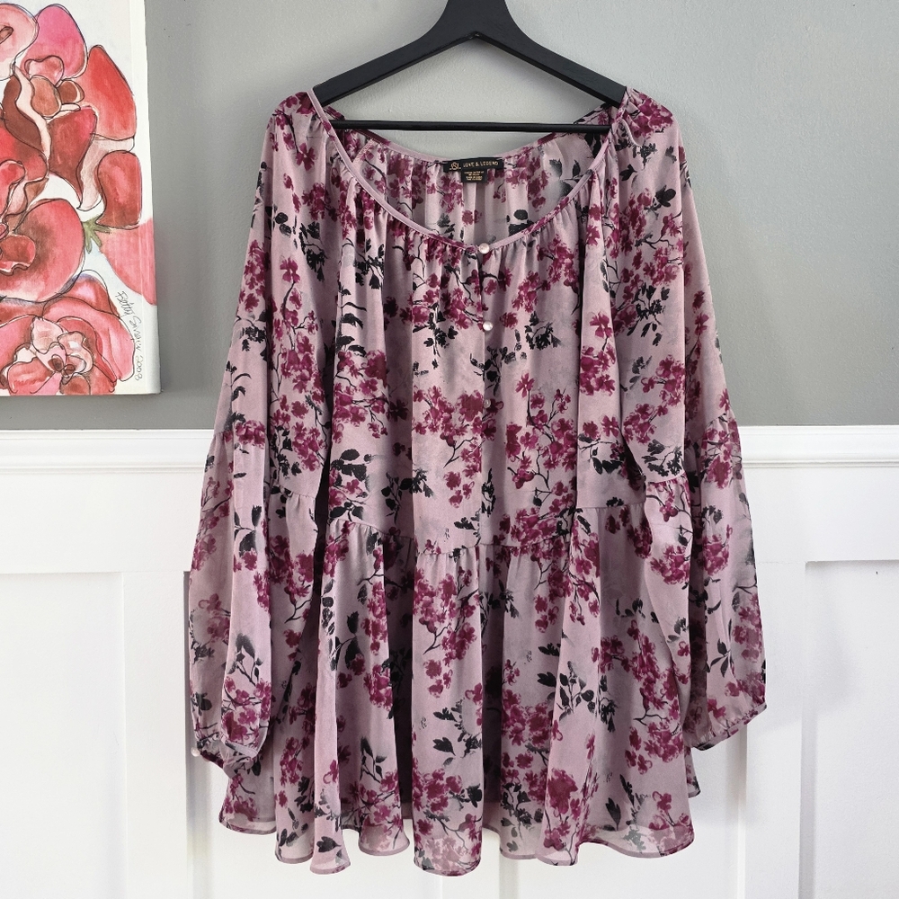 Love & Legend Pink Floral Chiffon Blouse